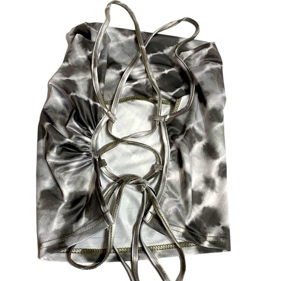 SHEIN Tie Dye Lace Up Backless Cami Top-Black Grey White - Picture 2 of 5